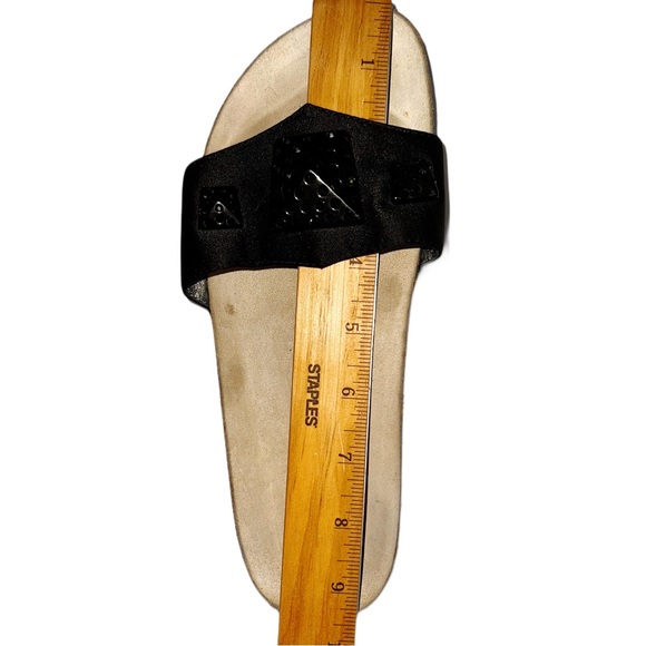 Marc by Marc Jacobs Black Satin and Leather Jeweled Slides - Picture 8 of 9